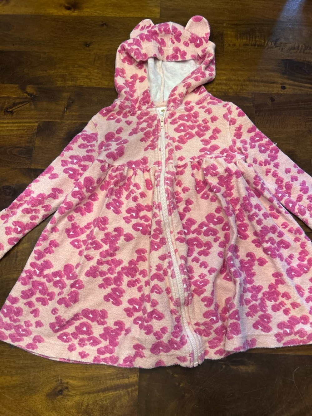 Tucker + Tate Pink Leopard Hooded Zip Coverup